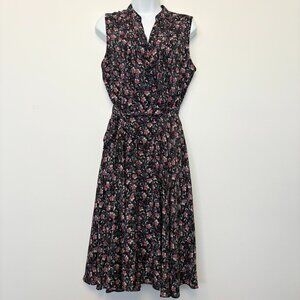 Nanette Black and Pink Floral Midi Dress Women's Sz 10/ M